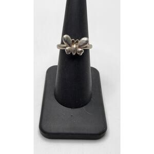 Vintage Butterfly Ring Silver Tone Minimalist Nature Jewelry Unmarked